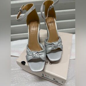 LC Lauren Conrad Silver Knot Ankle-Strap Heels